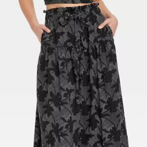 NWT Women's Tie Waist Button-Front Midi Skirt - Universal Thread XL